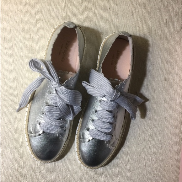 Kate Spade Lena Silver Metallic Sneaker. - Picture 6 of 14